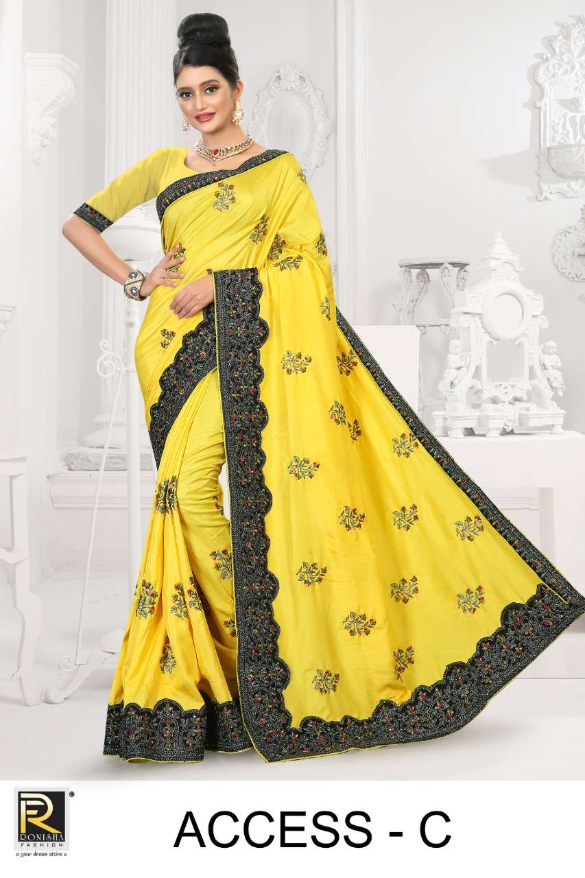 Access By Ranjna Saree Embroidery Work Designer Saree Collection