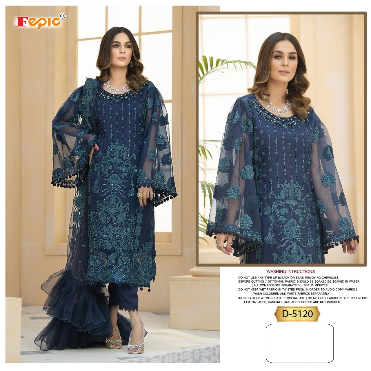 Fepic Rosemeen 5120 Designer Net Heavy Embroidered Suit