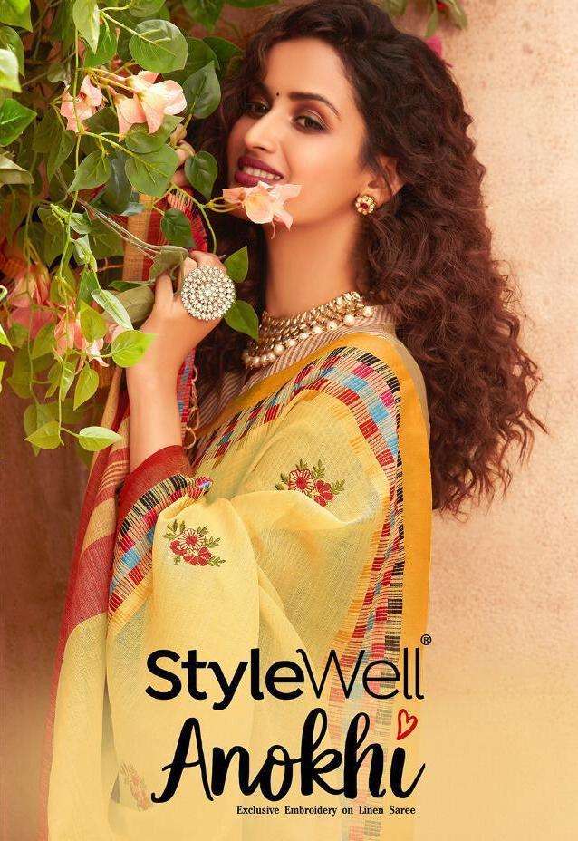 Stylewell Anokhi Series 751-757 Linen Exclusive Embroidery Saree
