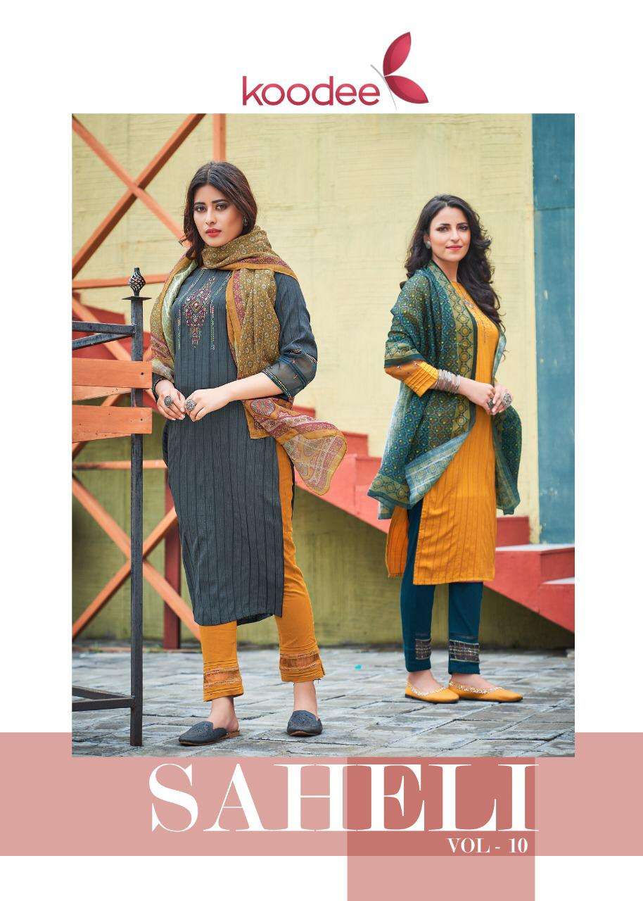 Koodee Saheli Vol-10 Series 2047-2052 Nylon Viscose Readymade Suit