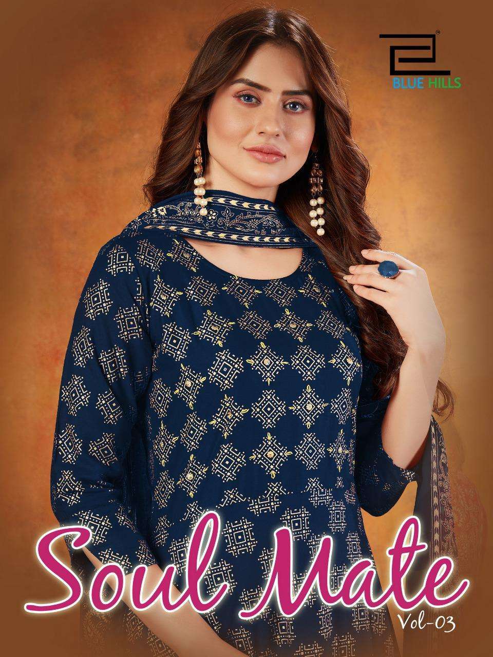 Blue Hills Soul Mate Vol-3 Series 101-106 Rayon Kurti With Dupatta