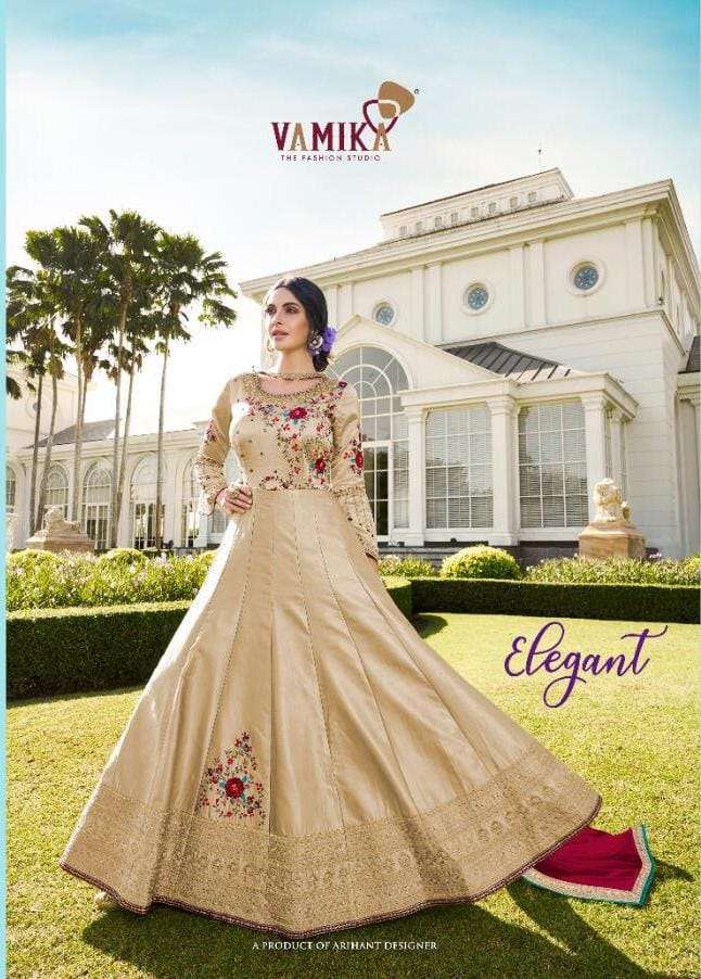 Vamika Elegant Series 13001-13005 Silk Long Gown Style Suit