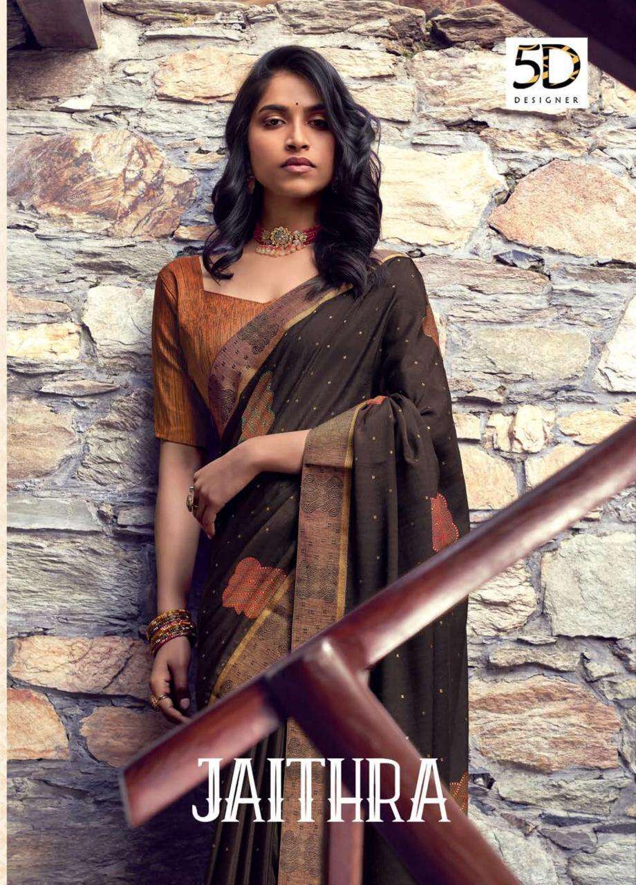 Jaithara By 5d Designer Chiffon With Jacquard Border Collection