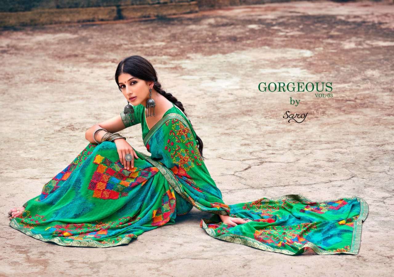 Saroj Present Gorgeous Vol 3 Georgette Printed Casual Wear Saree