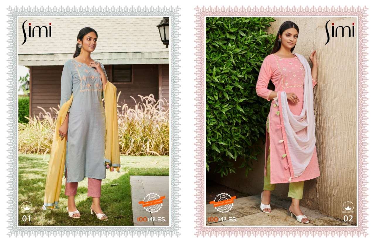 100 Miles Simi Readymade Cotton Casual Salwar Kameez