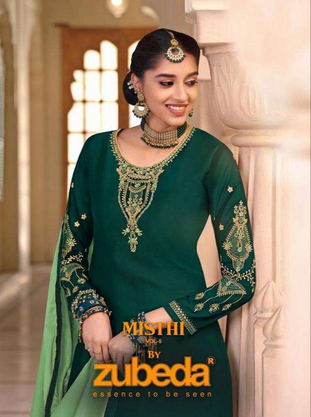 Zubeda Misthi Vol-5 Series 22001-22006 Satin Georgette Suit