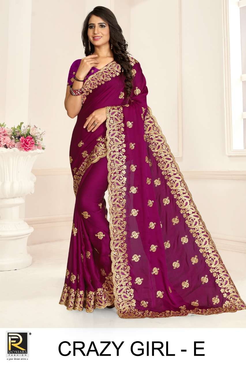 Ranjna Saree Crazy Girl Embroidered Heavy Diamond Work Saree