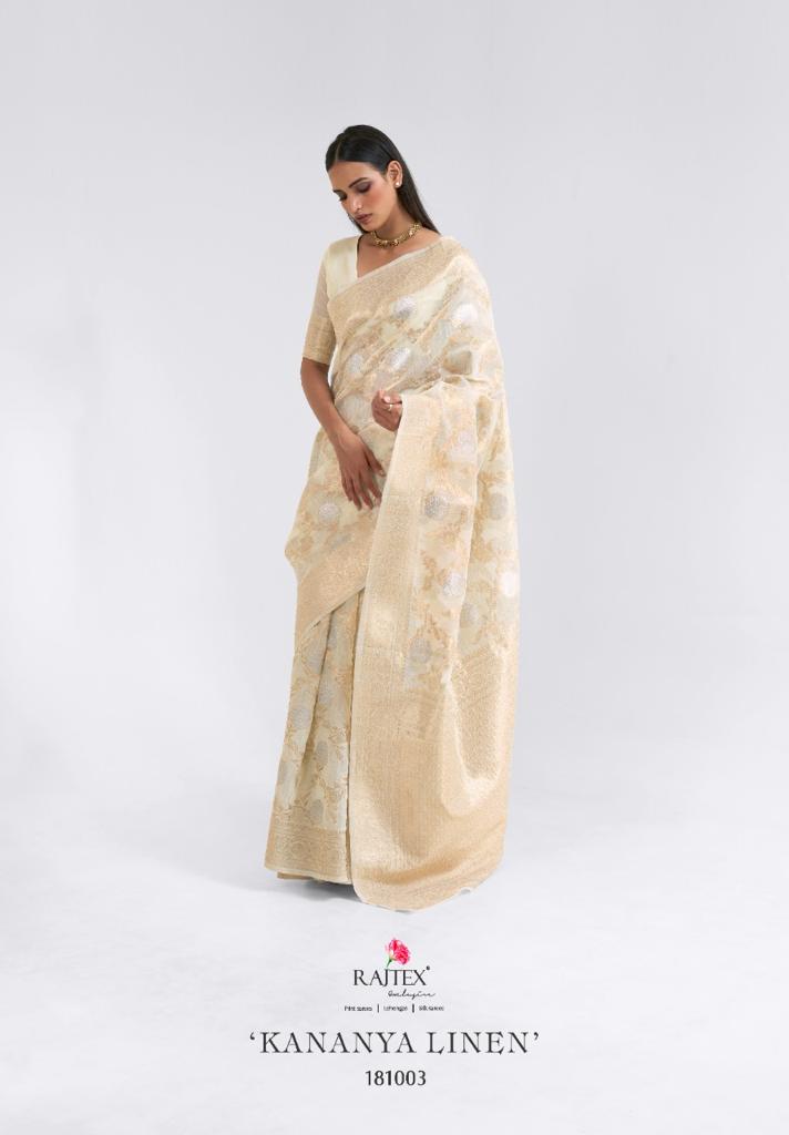 Rajtex Kananya Linen Designer Pure Linen Weaving Saree