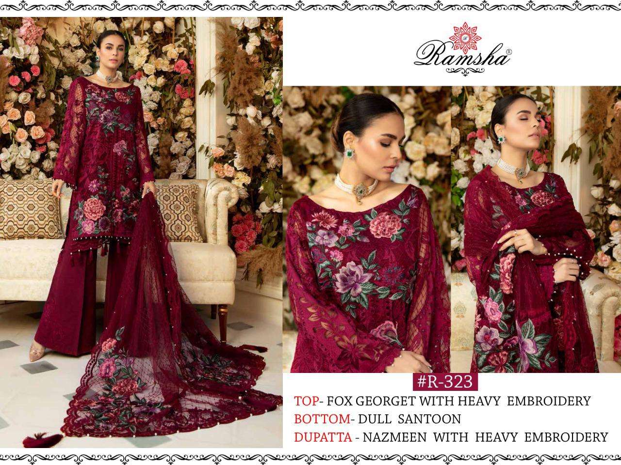 Ramsha Vol 15 Series 323-326 Georgette Work Pakistani Suits