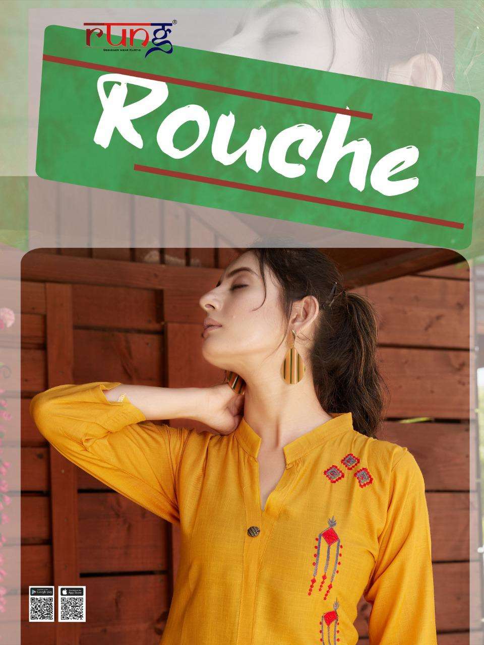 Rung Rouche Slub Rayon Kurti With Cotton Work Pant Supplier