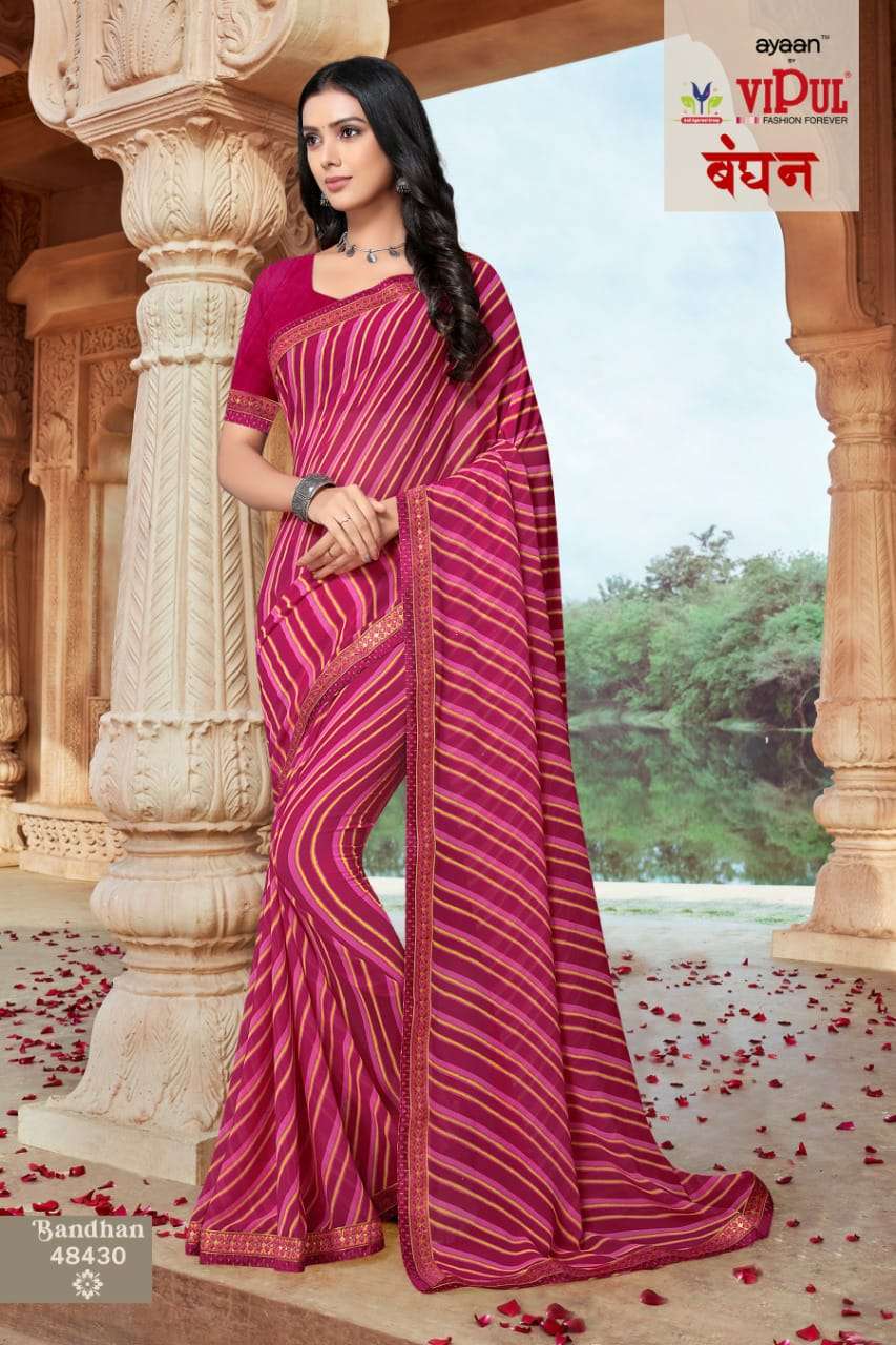 Bandhan By Vipul Georgette Leheriya Bandhani Printed Traditional Wear Saree