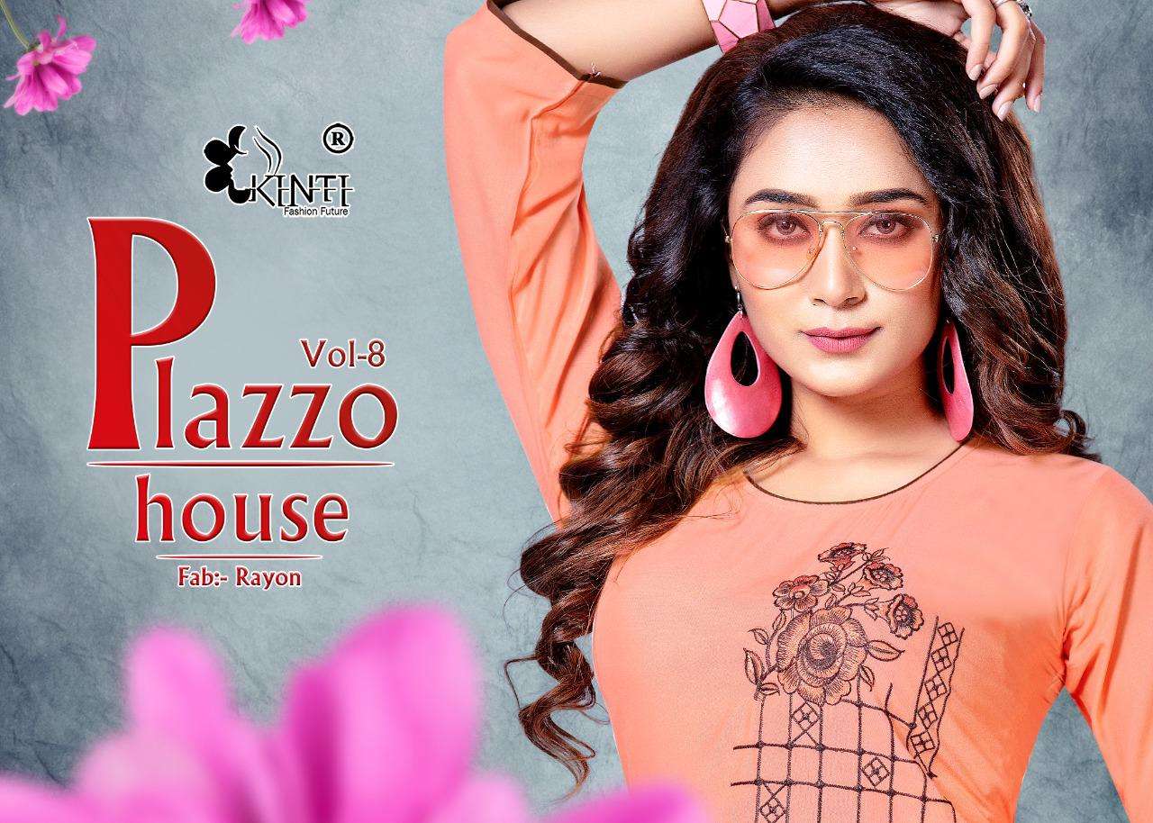 Kinti Plazzo House Vol 8 Rayon Daily Wear Kurti With Plazzo Wholesaler