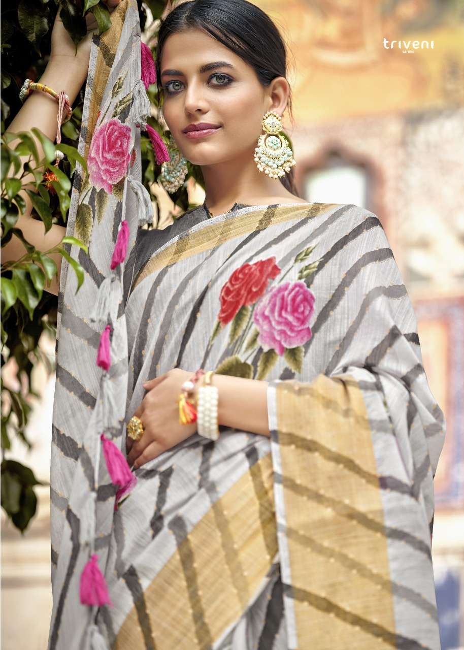 Triveni Gangaur Series 11811-11818 Cotton Linen Leheriya Sarees