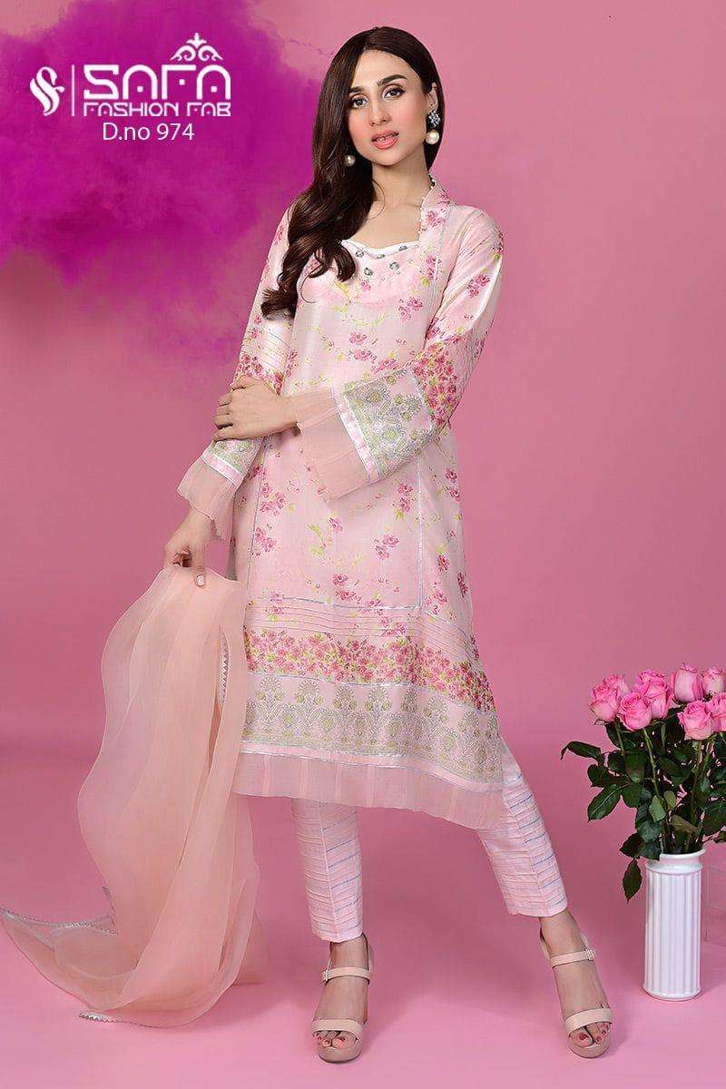 Safa Fashion 974 Heavy Muslin Kurti With Pant And Dupatta Set