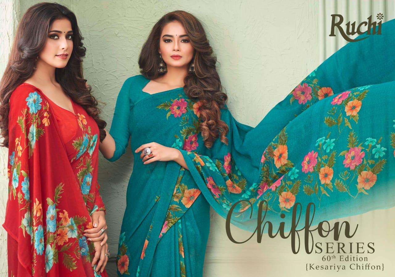 Ruchi Kesariya Chiffon Vol 60 Printed Fancy Daily Wear Sarees