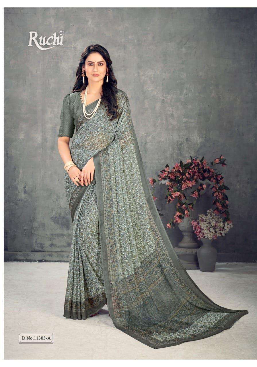 Ruchi Kesariya Chiffon Vol 63 Printed Saree Online Supplier