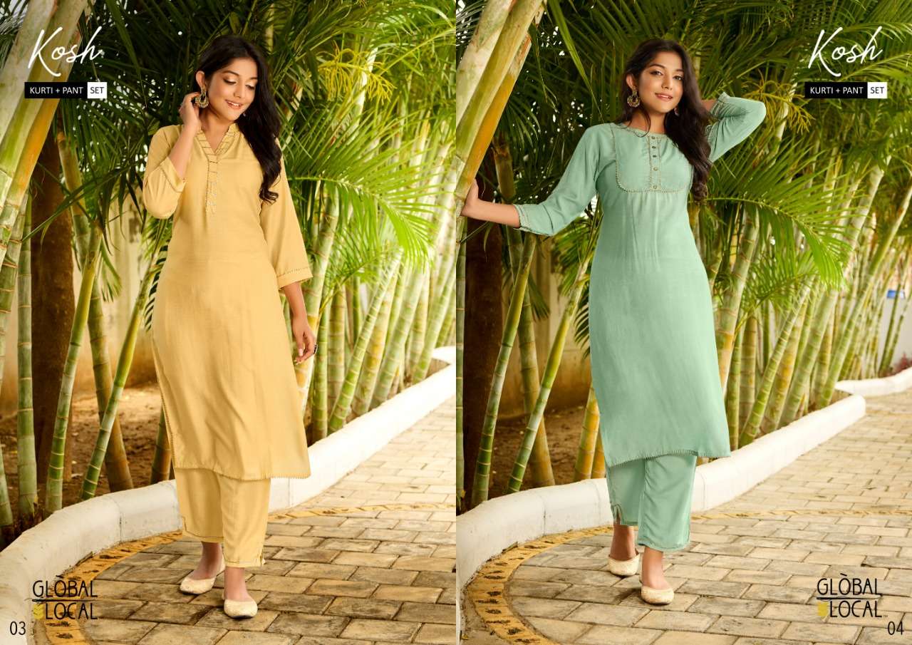 Kosh By Global Local Muslin Kurti With Pant Combo Collection