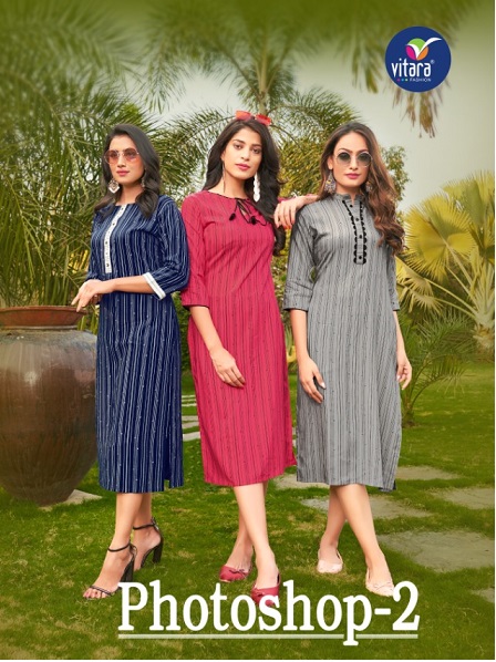 Vitara Photoshop Vol-2 Series 1001-1004 Heavy Rayon Print Kurti