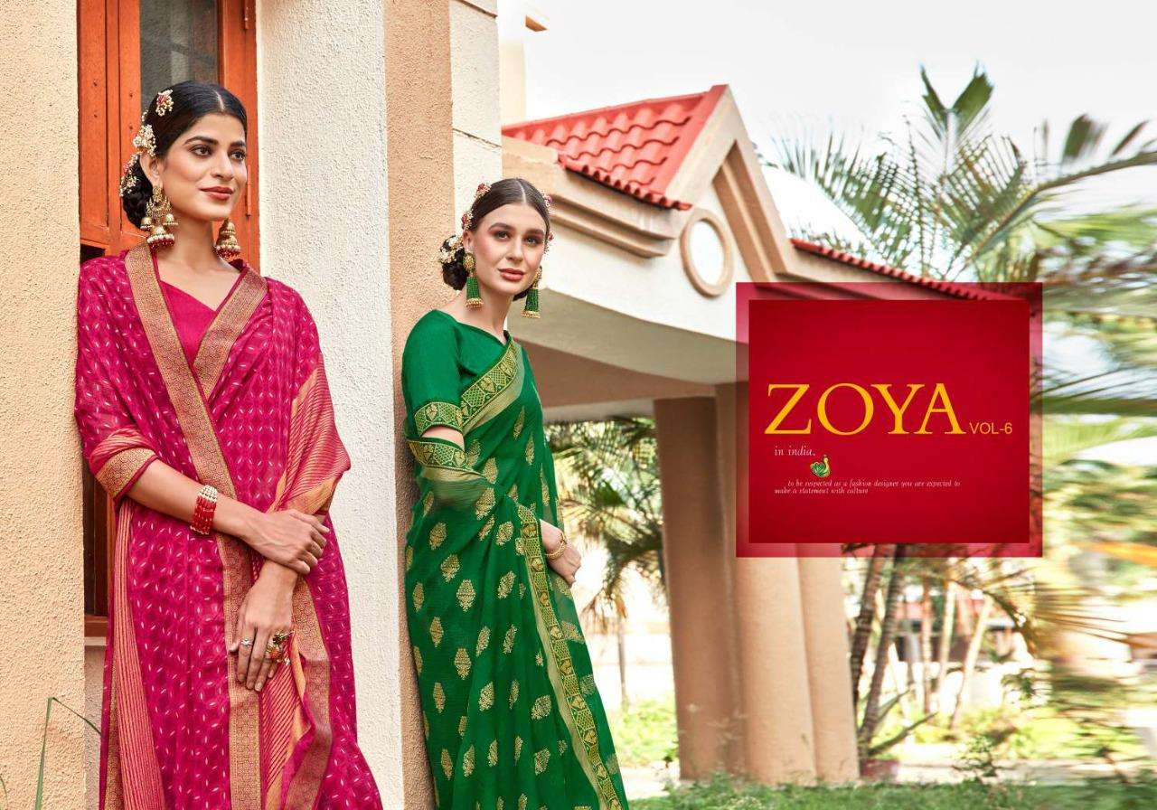 5d Designer Zoya Vol-6 Series 22031-22100 Chiffon Brasso Printed Saree