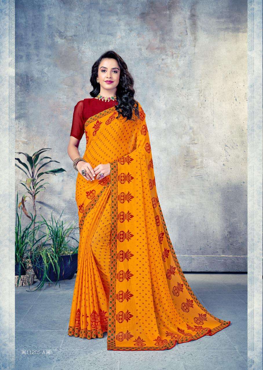 Ruchi Kesariya Chiffon Vol-62 Series 11205 Yellow Colour Printed Saree