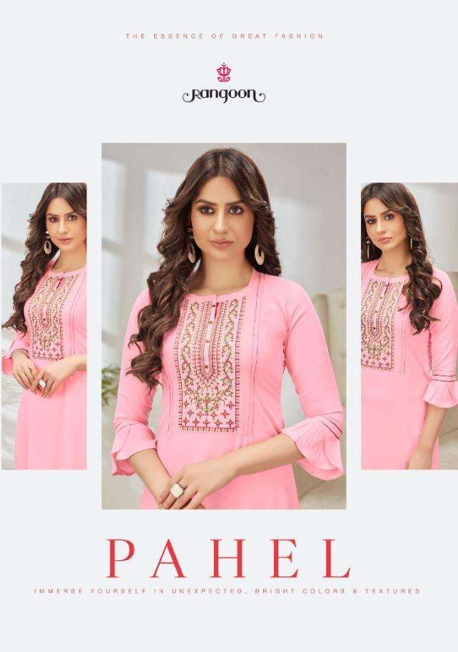 Rangoon Pahel Series 3051-3058 Rayon Work Simple Kurtis