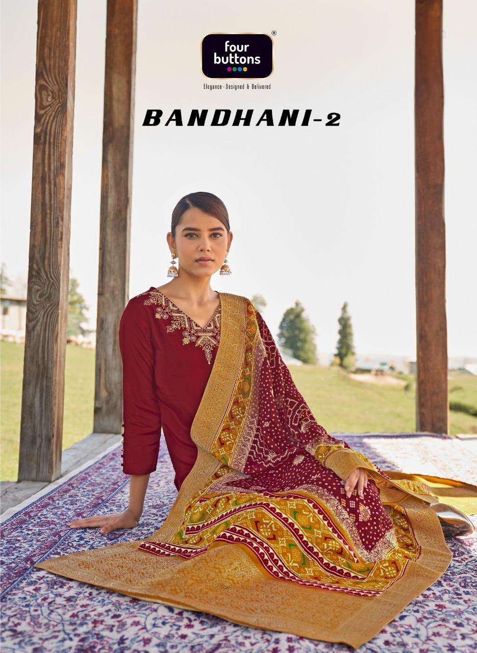 Four Buttons Bandhani Vol 2 Readymade Festival Wear Fancy Suits