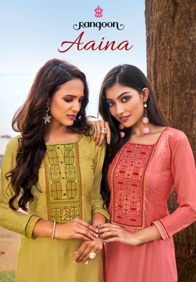 Aaina By Rangoon Viscose Work Casual Wear Ladies Kurti