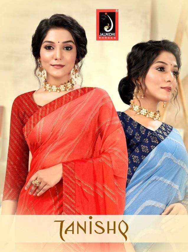 Tanishq By Jalnidhi Moss Chiffon Leheriya Traditional Wear Sarees