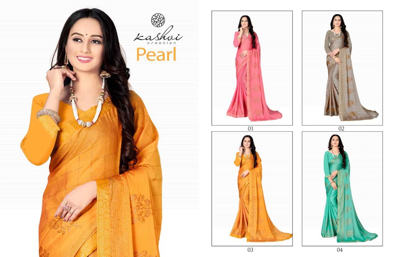 Pearl By Kashvi Moss With Zari Fancy Casual Wear Saree