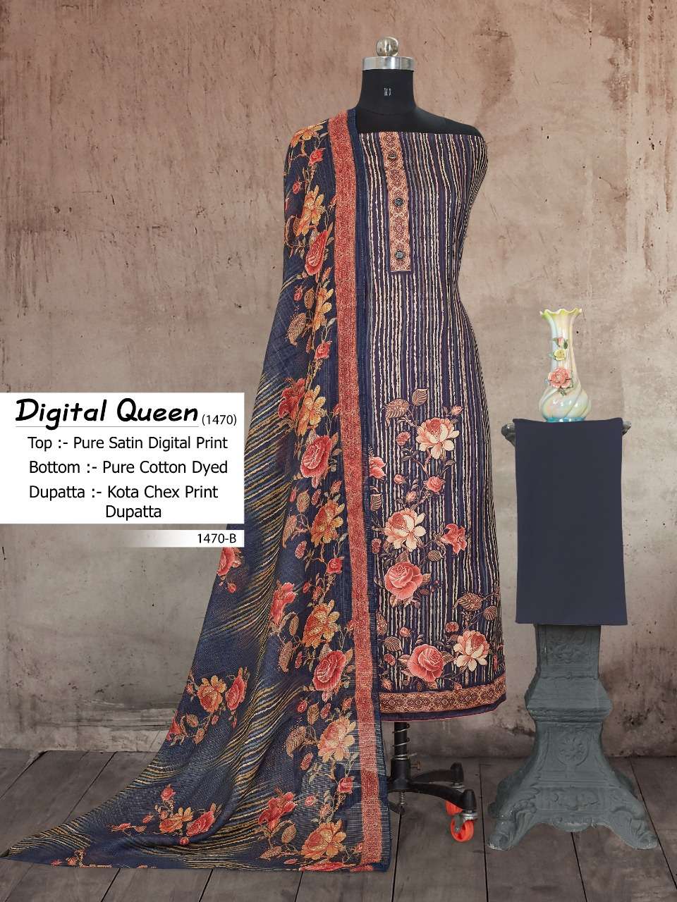 Bipson Digital Queen 1470 Cotton Satin Prined Salwar Kameez