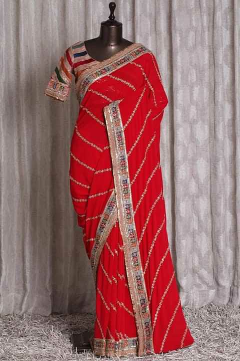 Bt-16 Red Queen Designer 60 Gram Georgette Saree