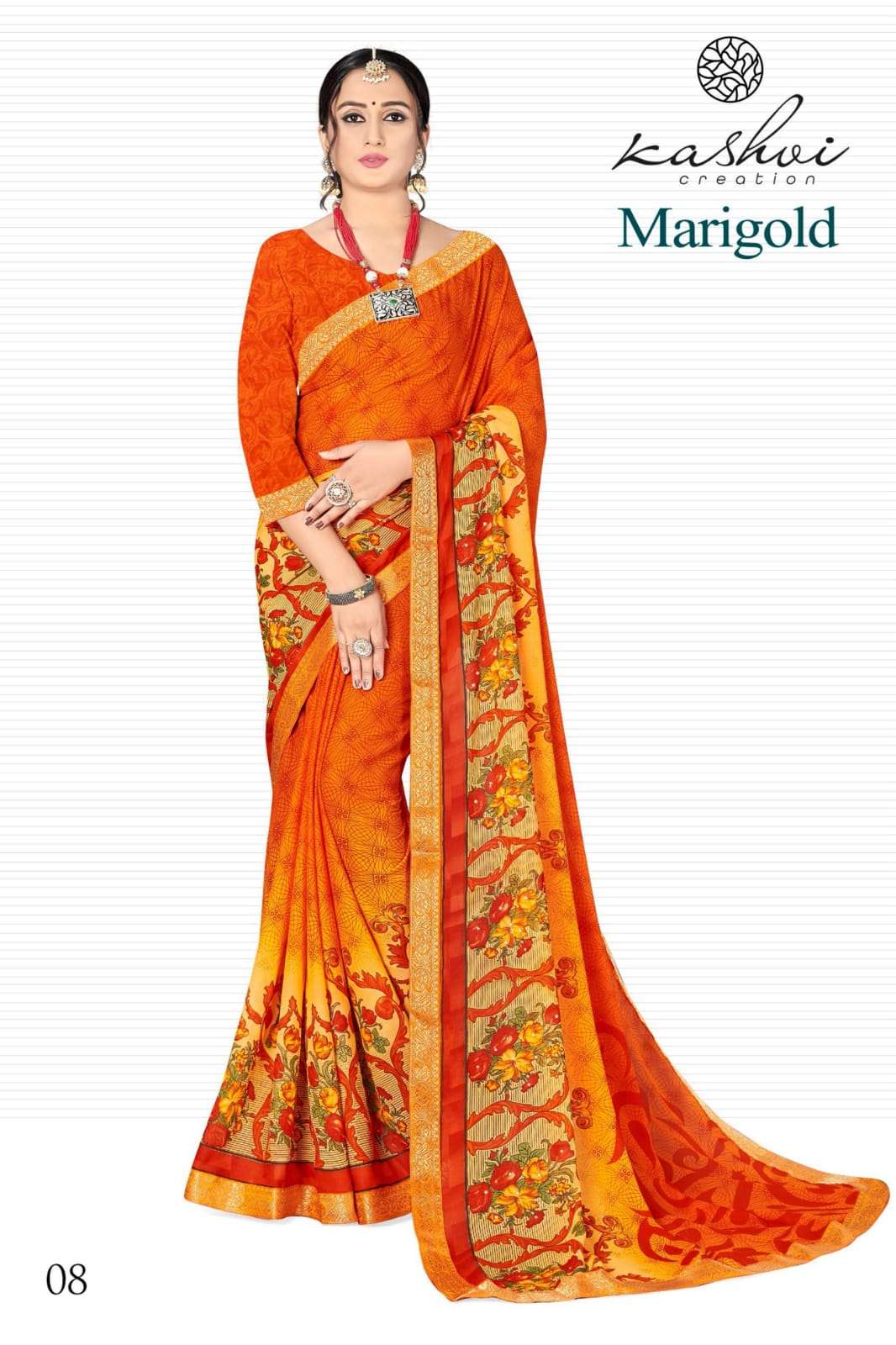 Kashvi Marigold Series 01-08 Micro Printed Wear Sarees