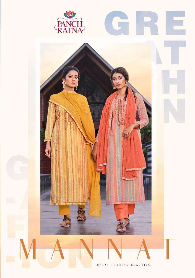 Panch Ratna Mannat Series 11281-11285 Digital Print Siffli Work Suit