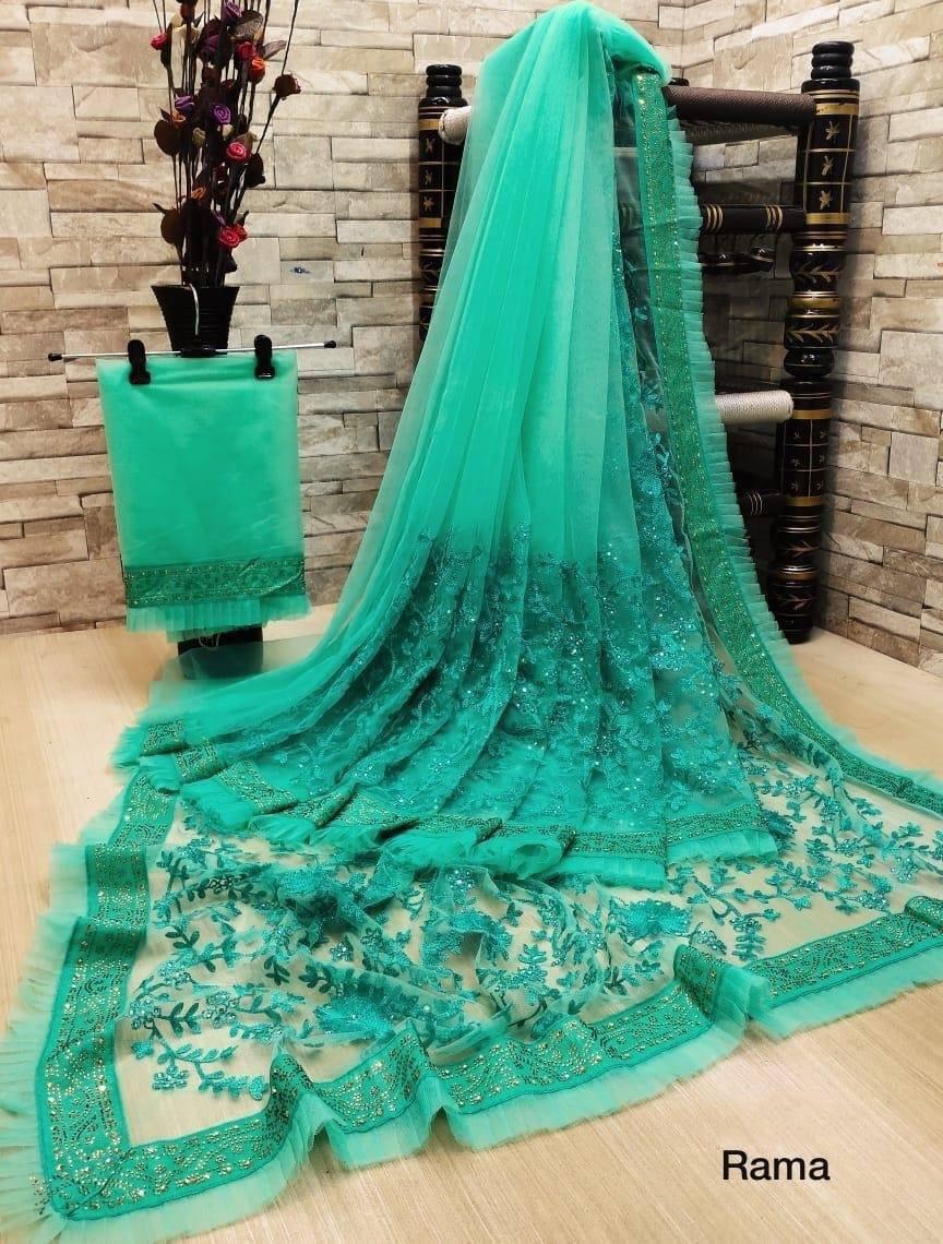 Bt-16 Designer Soft Net Saree