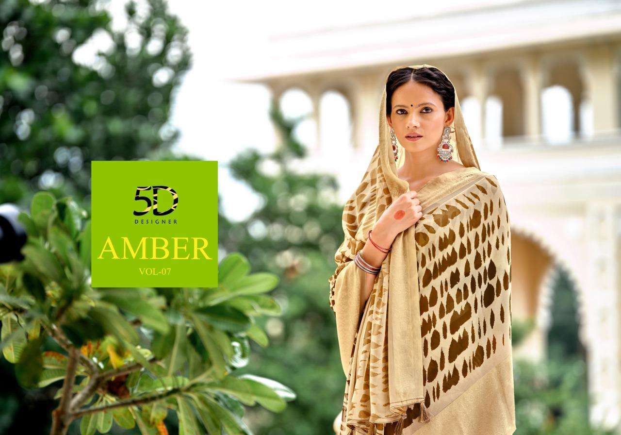 Amber Vol 7 By 5d Georgette Jacquard Printed Saree