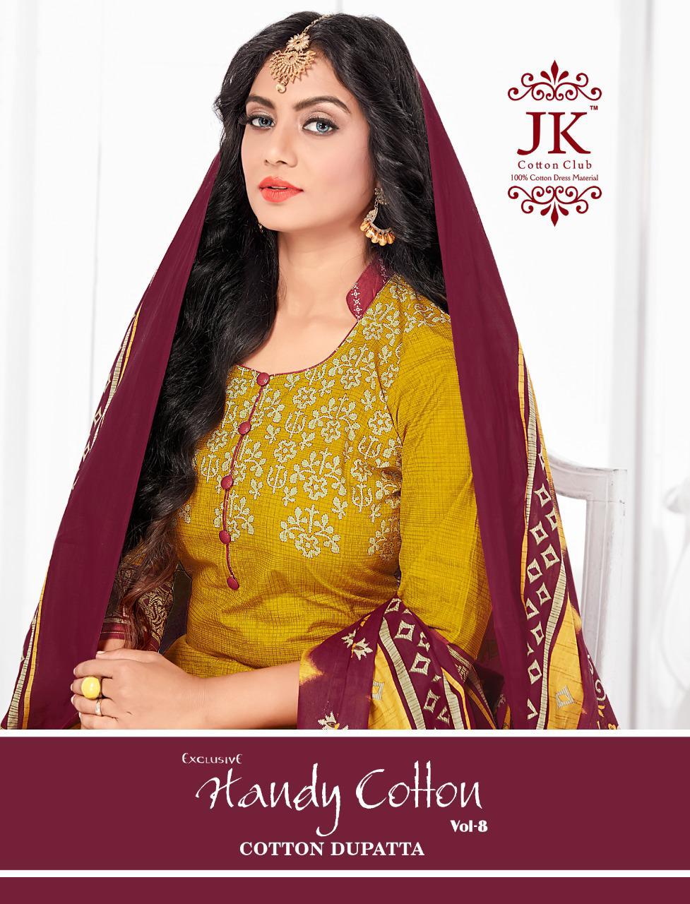 Jk Handy Cotton Vol-8 Series 8001-8012 Pure Cotton Suit