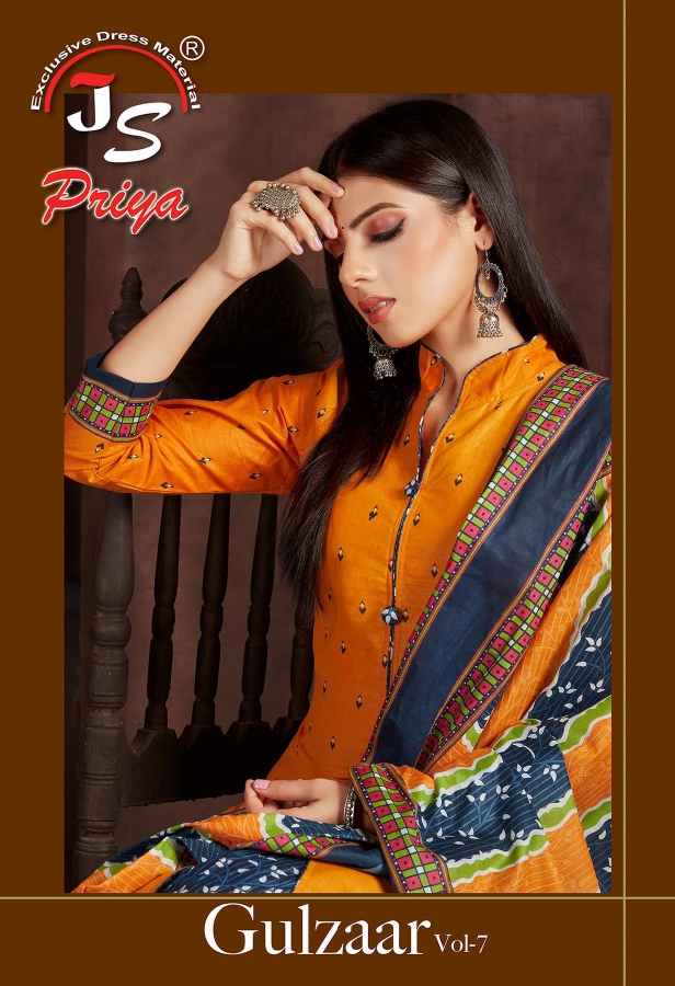 Js Priya Gulzaar Vol-7 Series 7001-7010 Pure Cotton Suit