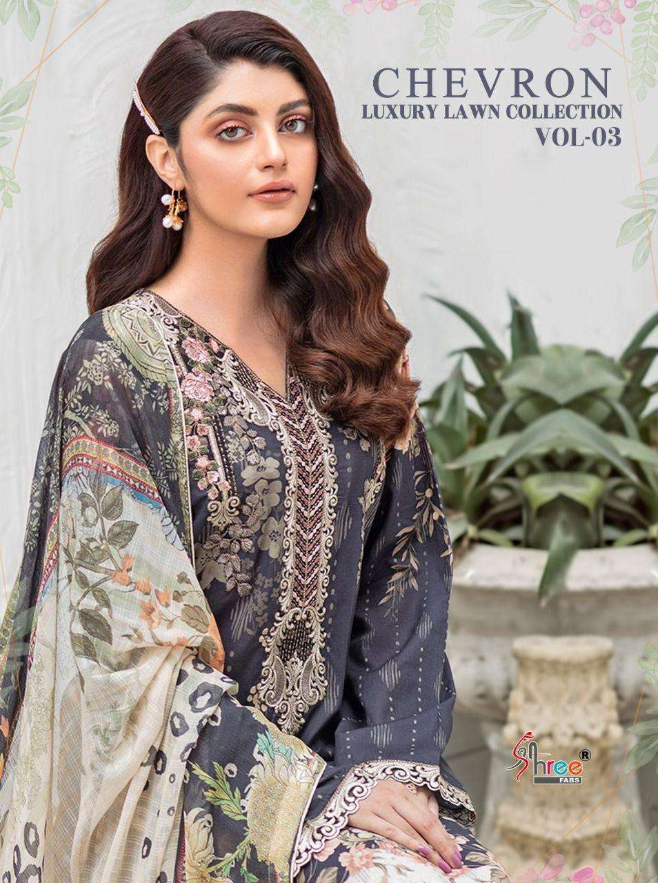 Shree Fabs Chevron Luxury Lawn Vol-3 Series 1881-1888 Cotton Suits