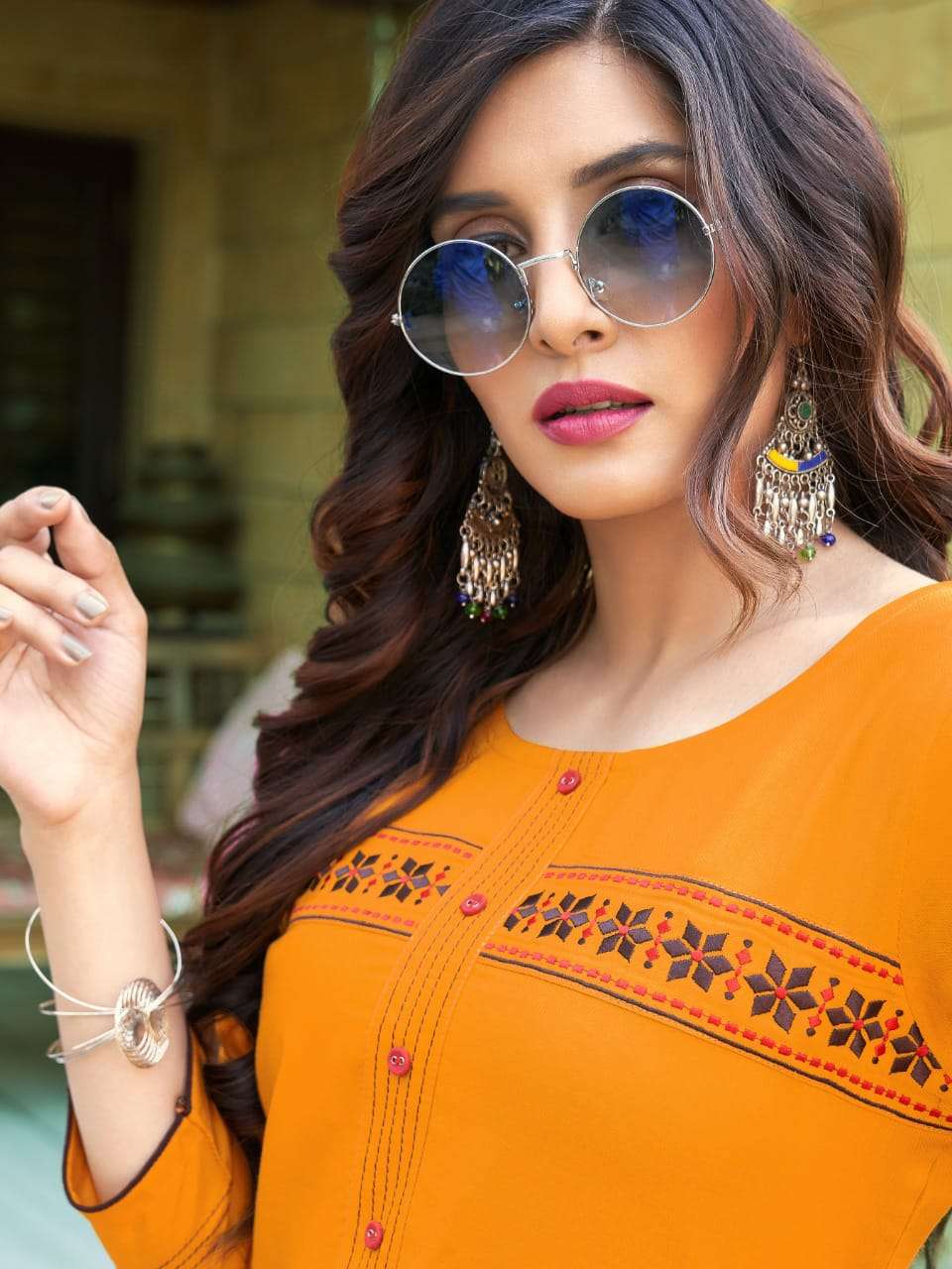 Lilly Orange Candy Fancy Casual Wear Readymade Kurti Wholesaler