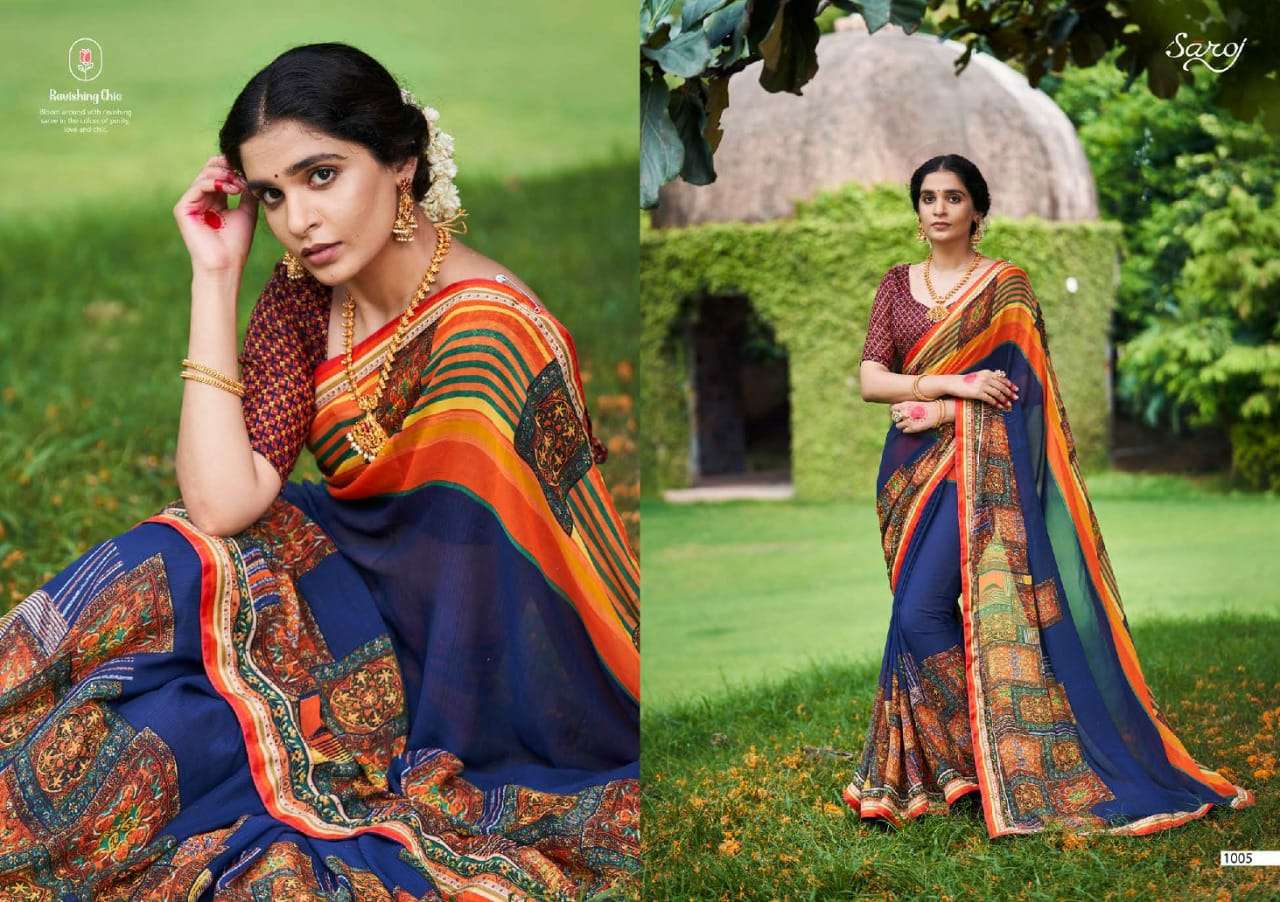 Saroj Mishita Georgette Saree With Border Concept