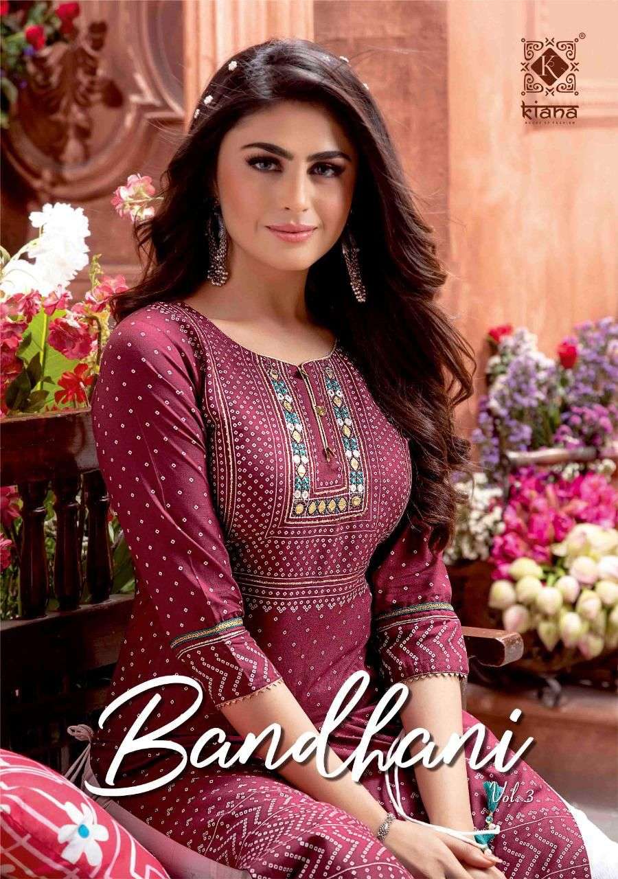 Kiana Bandhani Vol 3 Cotton Bandhej Kurti With Fancy Sharara