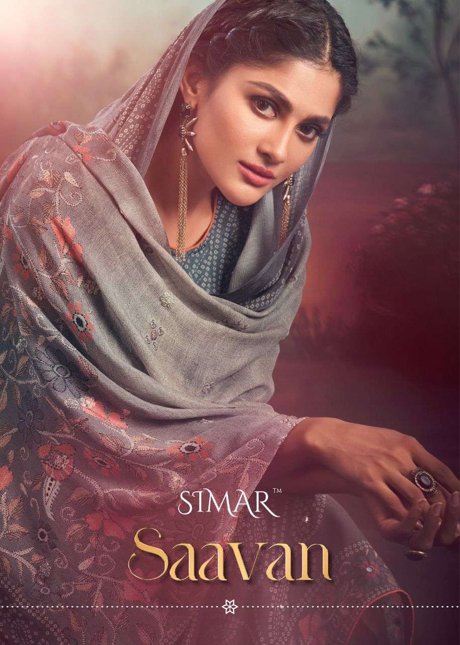 Saavan By Glossy Viscose Muslin Handwork Suits Online Supplier