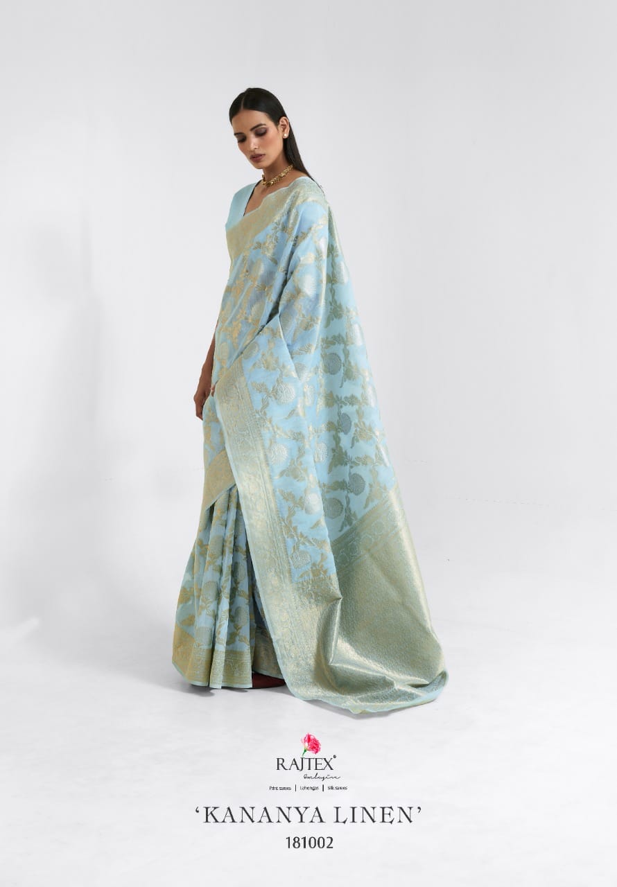 Rajtex Kinanya Linen Designer Kinanya Linen Saree