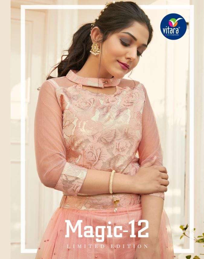 Magic Vol 12 By Vitara Silky Crop Top With Skirt And Dupatta