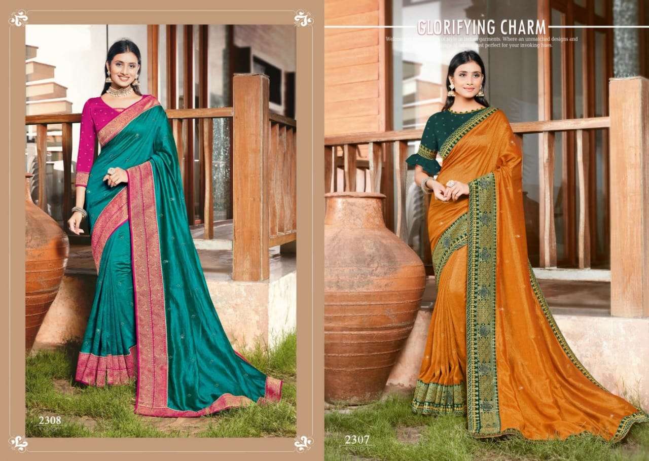 Sangeeta Textiles Crystal Fancy Saree With Work Border Collection At Best Rates