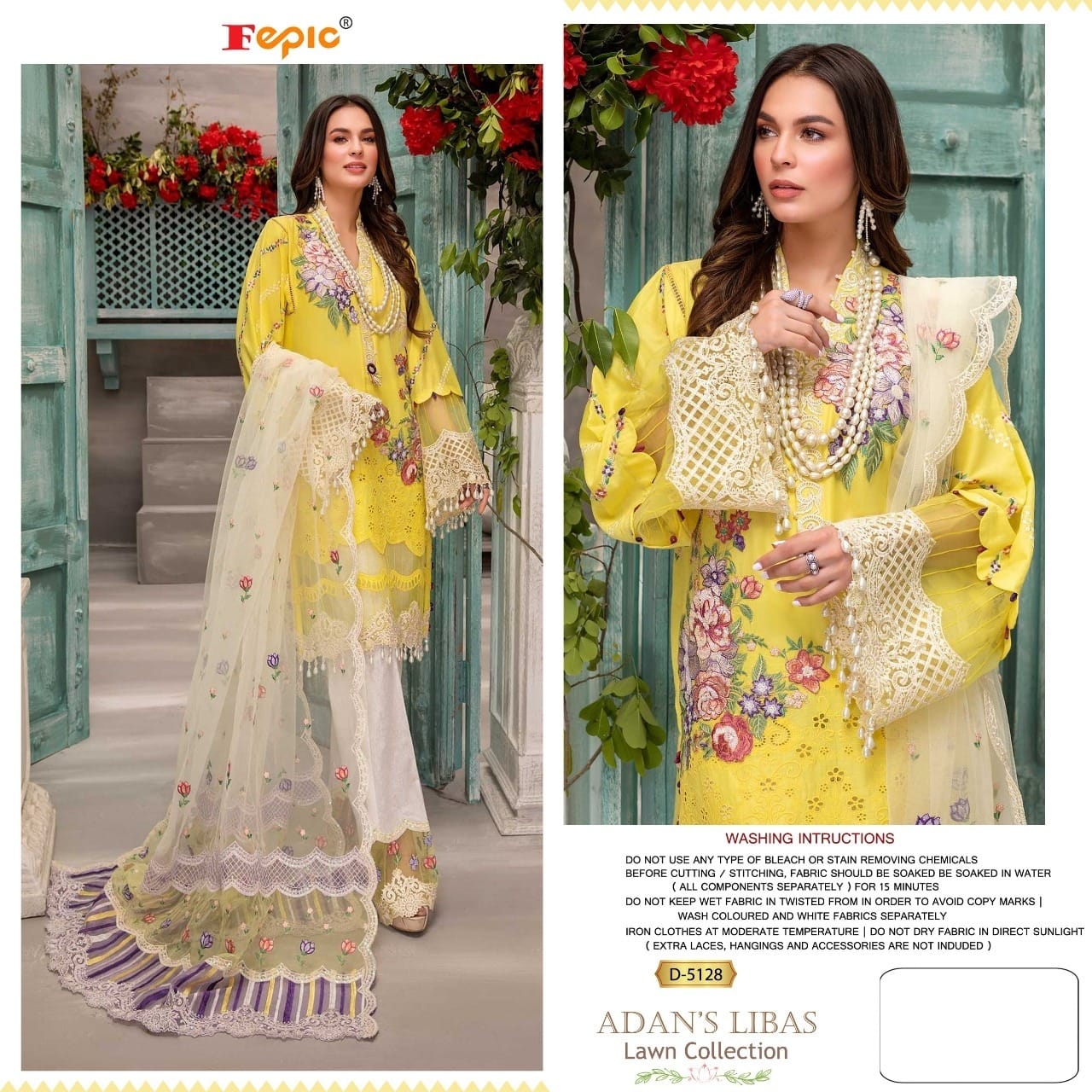 Fepic Rosemeen Adan Libas D-5128 Designer Cotton Suit