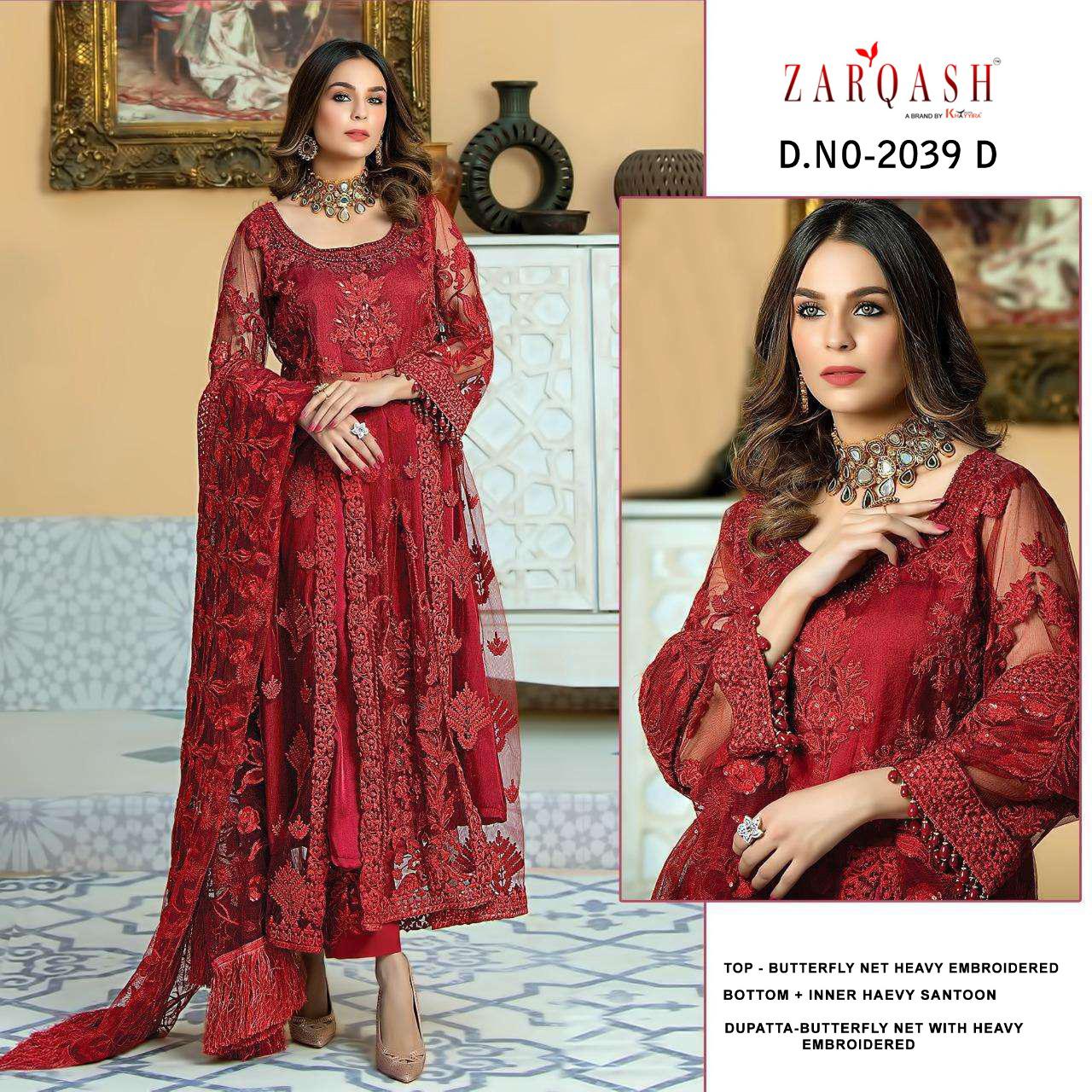 Zarqash Firdous Dn-2039 Designer Butterfly Net Suit