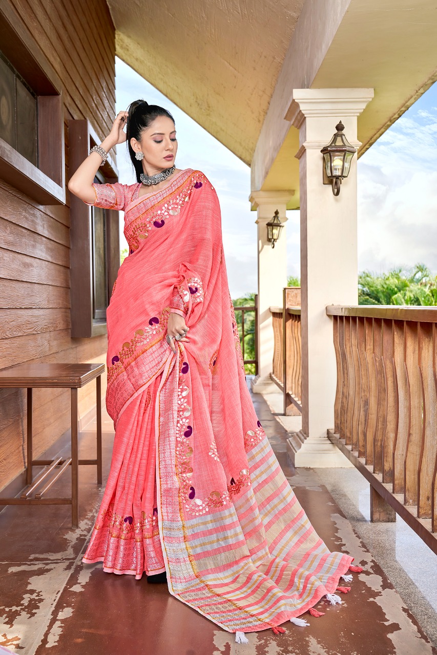 Rajyog Andaz Designer Soft Linen Saree