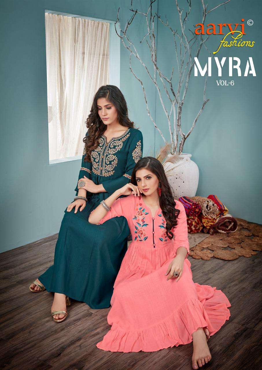 AARVI MAYRA VOL 6 RAYON SLUB  KURTI 