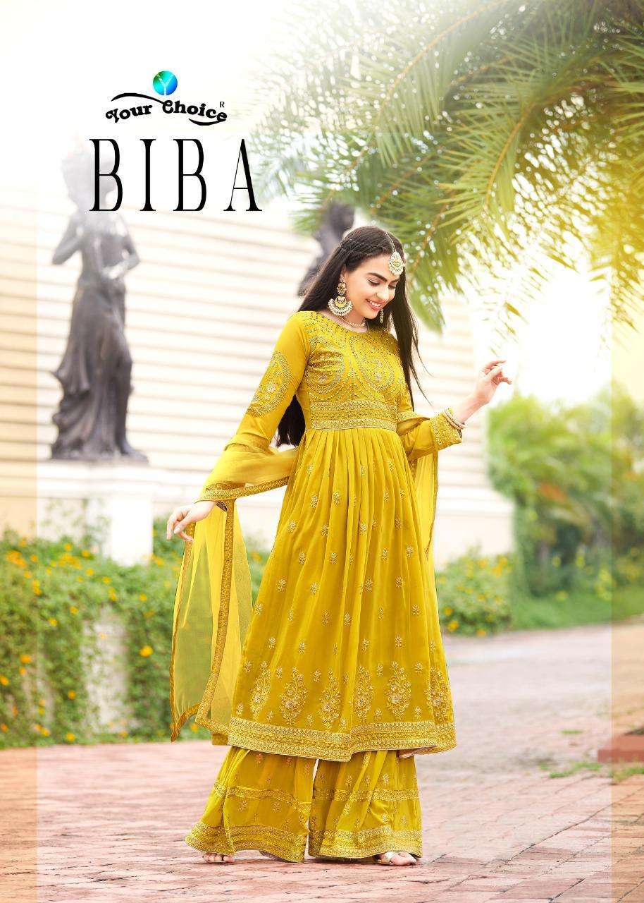 BIBA BY YOUR CHOICE GEORGETTE LONG PEPLUM SUITS WITH STITCH GARARA CONCEPT